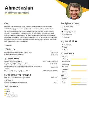 Vinç Operatörü Cv Örnekleri cv indir
